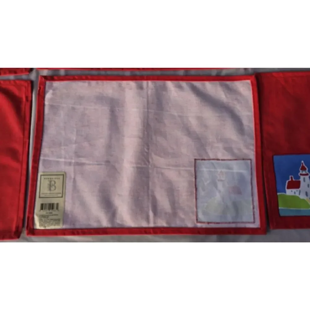 Newbridge Red Lighthouse Patch Cotton Placemats Set Of 6 Nautical Kitchen Decor